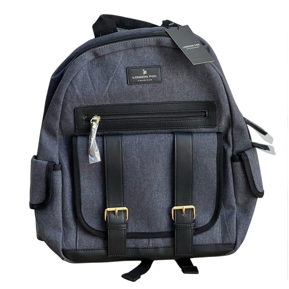 London Fog Denim Canvas Backpack NWT